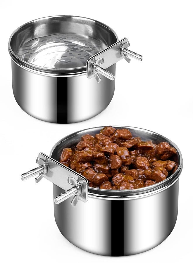 ShineMe Dog Crate Water and Food Bowl, ShineMe Stainless Steel Dogs Bowls Hanging 2 Pack for Cage Crate Kennel, Spill Proof Dog Bowl for Medium and Small Sized Dogs Cats Pets (6.3 * 2.6” & 5.5 * 2.4”) - Image 1